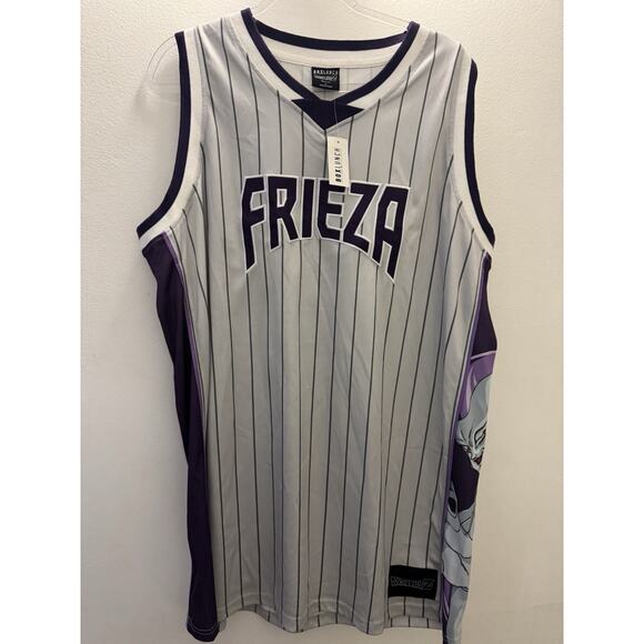 NWT Dragon Ball Z Frieza Basketball Jersey DBZ Purple Pinstripe BoxLunch - XL - Picture 1 of 6